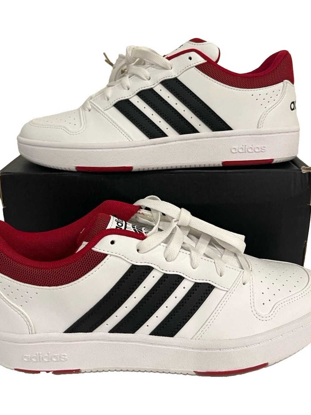 Adidas Hoops Classic White Black Team Red Men's Size 8.5 BasketBall Shoes KI1061